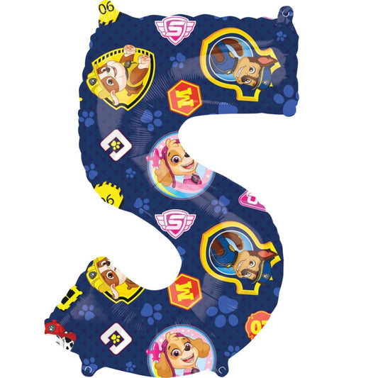 Paw Patrol cijfer 5 folieballon 45 x 66 cm.