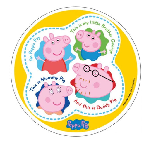 Peppa Pig ouwel taart decoratie Family ø 21 cm.