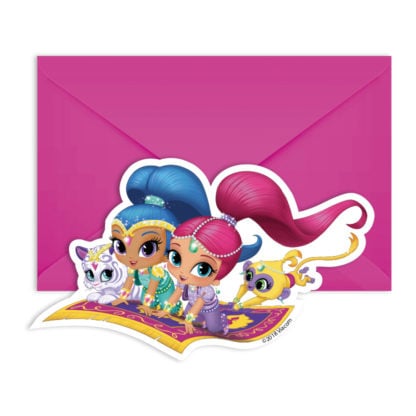 Shimmer and Shine glitter friends uitnodigingen 6 st.