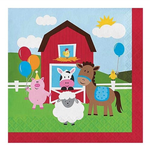 Boerderij servetten Farmhouse Fun 33 x 33 cm. 18 st.