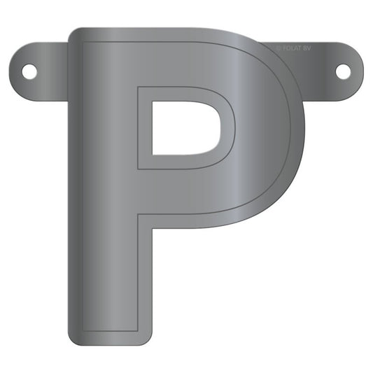 Banner letter P metallic zilver