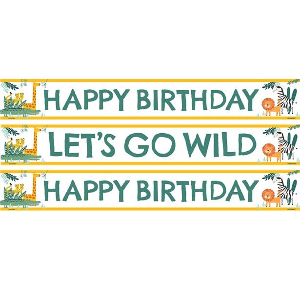 Jungle happy birthday banner Get Wild 1 mtr. 3 st.