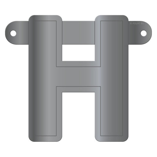 Banner letter H metallic zilver