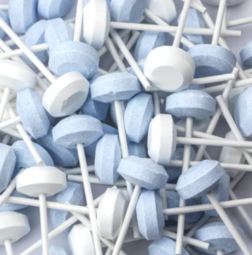 Dextrose Lolly Blauw Wit Mix, per stuk