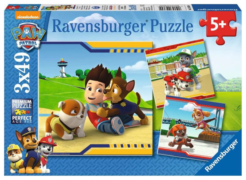 Paw Patrol puzzel Helden met Vacht 3 x 49 stukjes