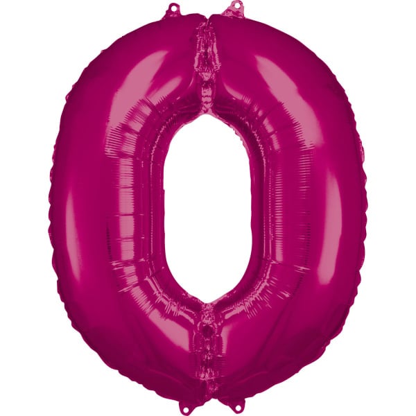 Folieballon cijfer 0 fuchsia 86x70 cm