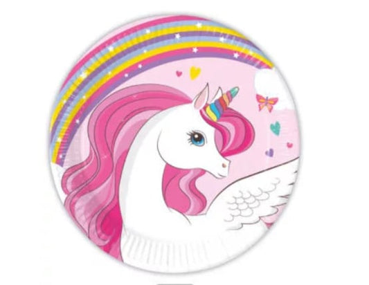 Unicorn rainbow colors bordjes 20 cm (8 st.)