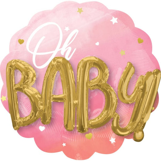 Folieballon Oh baby girl (76 x 71 cm)