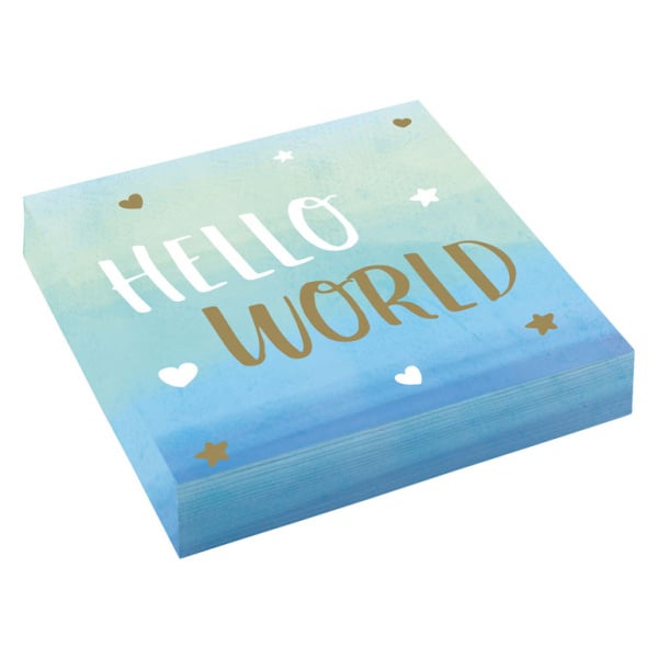 Blauwe servetten 'Hello world' 33x33 cm (16 st)