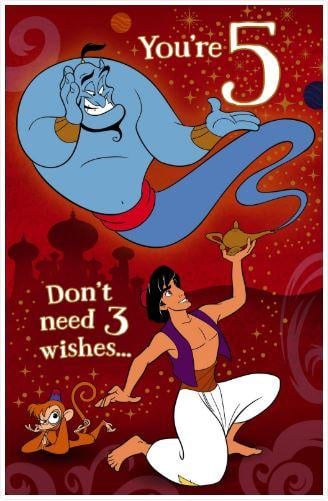 Disney Aladdin verjaardagskaart 5 jaar