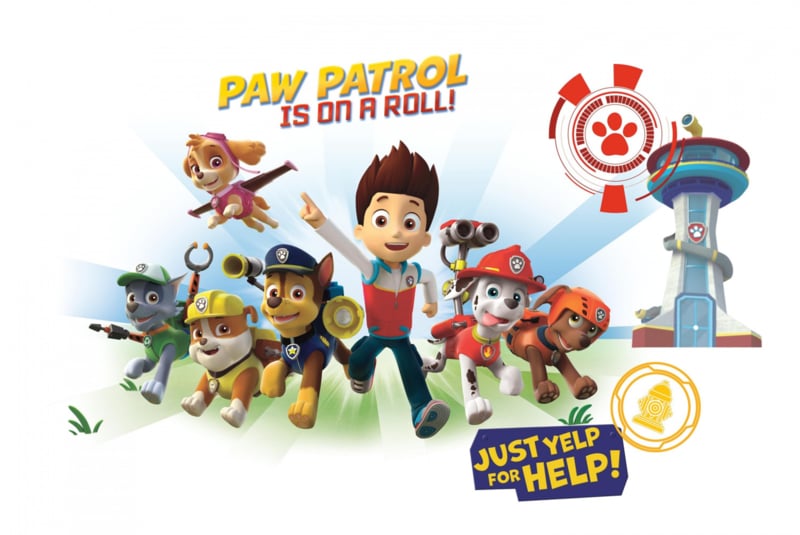 Paw Patrol muursticker Paw Patrol is on a roll! 42 x 70,6 cm.