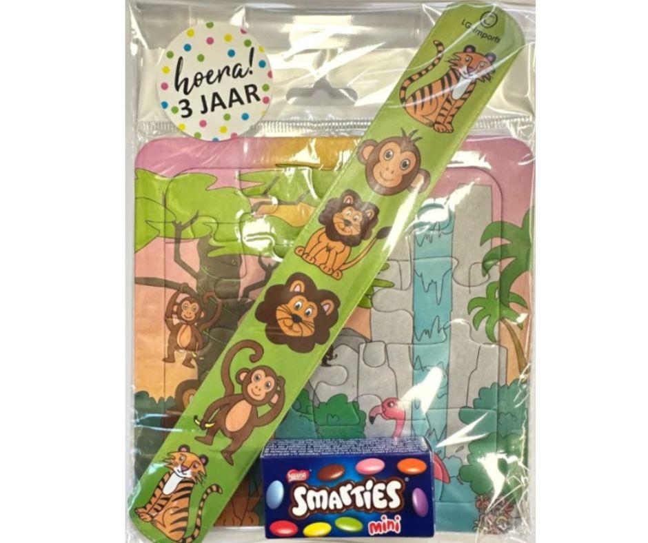 Jungle traktatie met smarties (met traktatiesticker naar keuze)