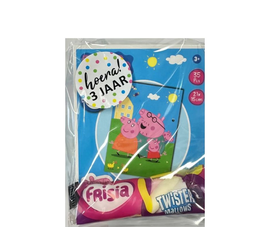 Peppa Pig traktatie met spekje (met sticker naar keuze)