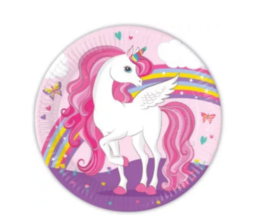 Unicorn rainbow colors bordjes 23 cm (8 st.)