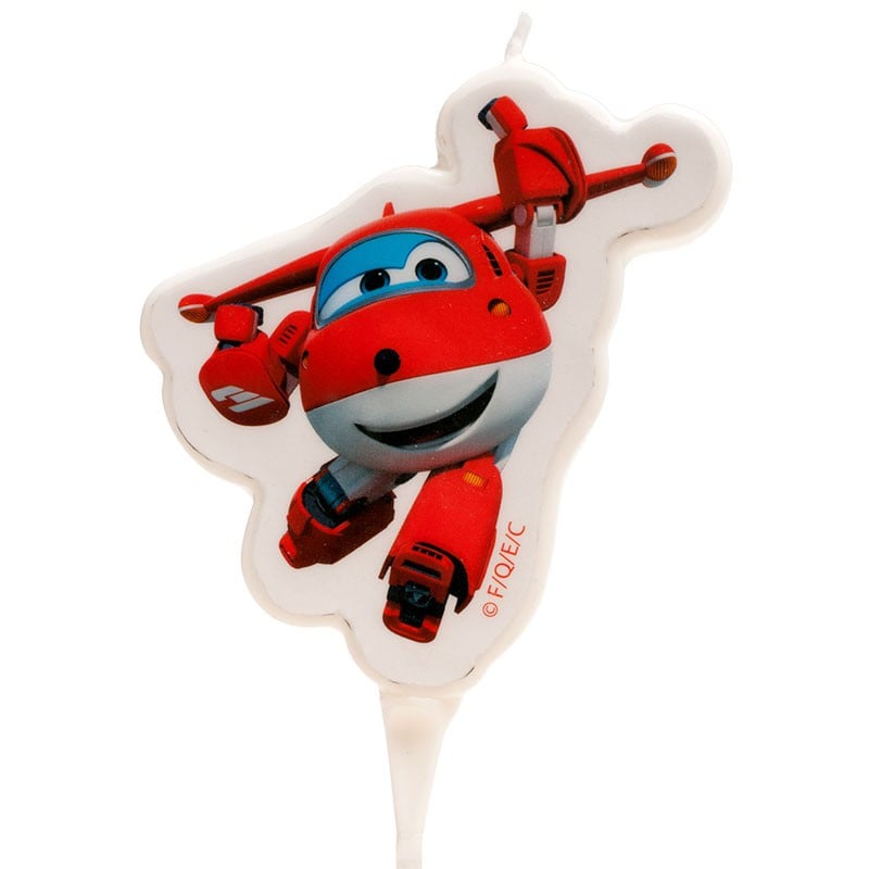 Super Wings Jett 2D verjaardag taart kaars 7,5 cm.