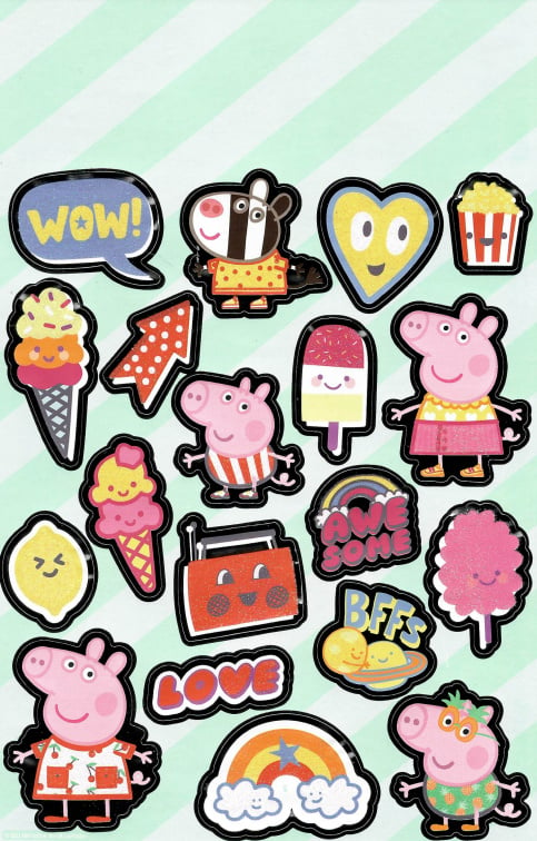 Peppa Pig stickervel 5  st. 23 x 15 cm. (B)