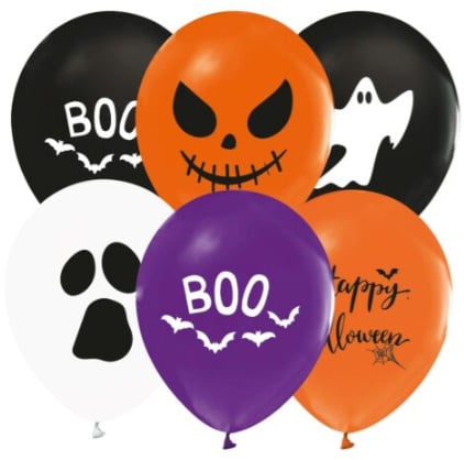 Halloween Ballonnen 8 stuks oranje, zwart, paars en wit