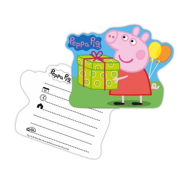 Peppa Pig uitnodigingskaart 6 st.