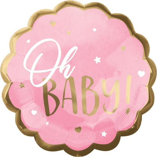 Folieballon Oh baby girl (55 x 55 cm)