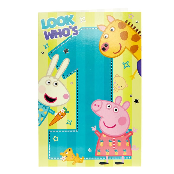 Peppa Pig verjaardagskaart Look who's 1