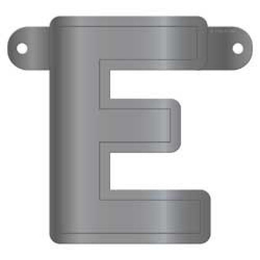 Banner letter E metallic zilver