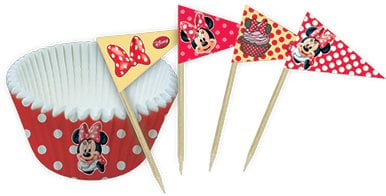 Disney Minnie Mouse cupcake vormpjes en prikkertjes 24 st.