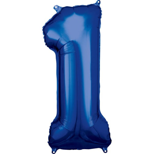 Folieballon cijfer 1 blauw 88x38 cm