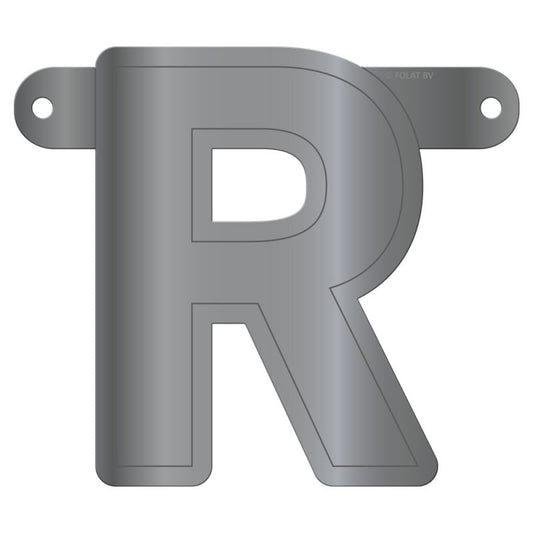 Banner letter R metallic zilver