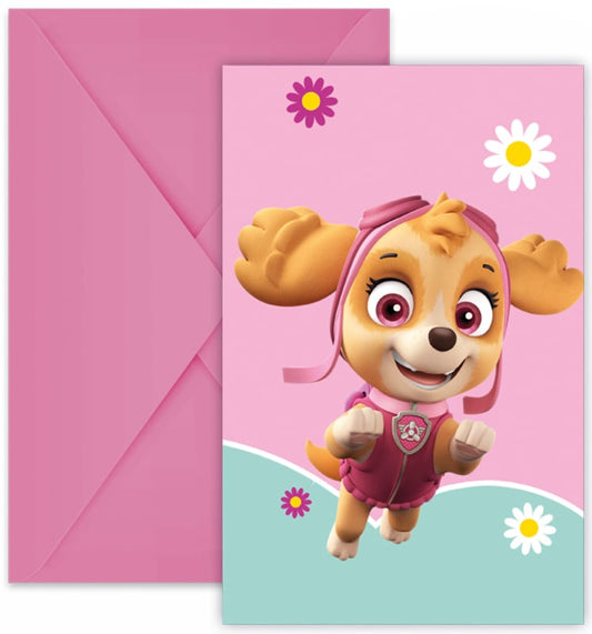 Paw Patrol Skye en Everest uitnodigingen 6 st.