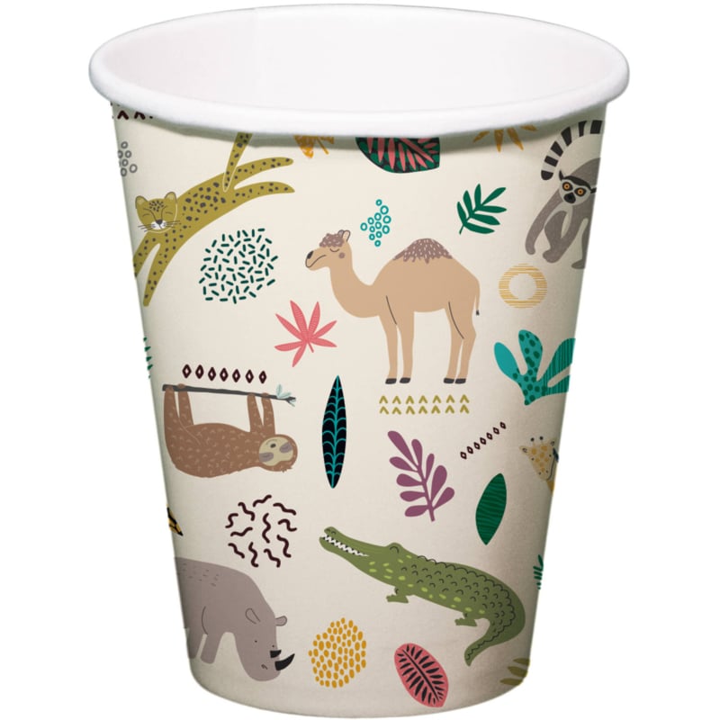 Papieren Bekers -Jungle Party Zoo Party  - 250 ml - 6 stuks