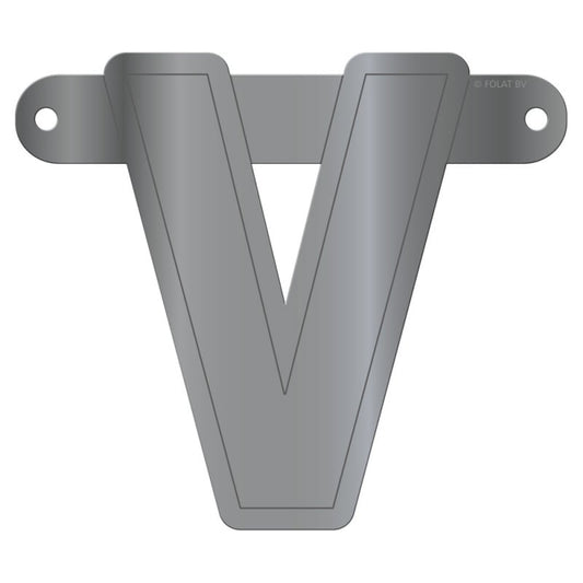 Banner letter V metallic zilver