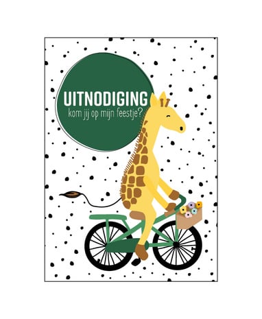 Giraffe uitnodiging Kom jij op mijn feestje? p/stuk