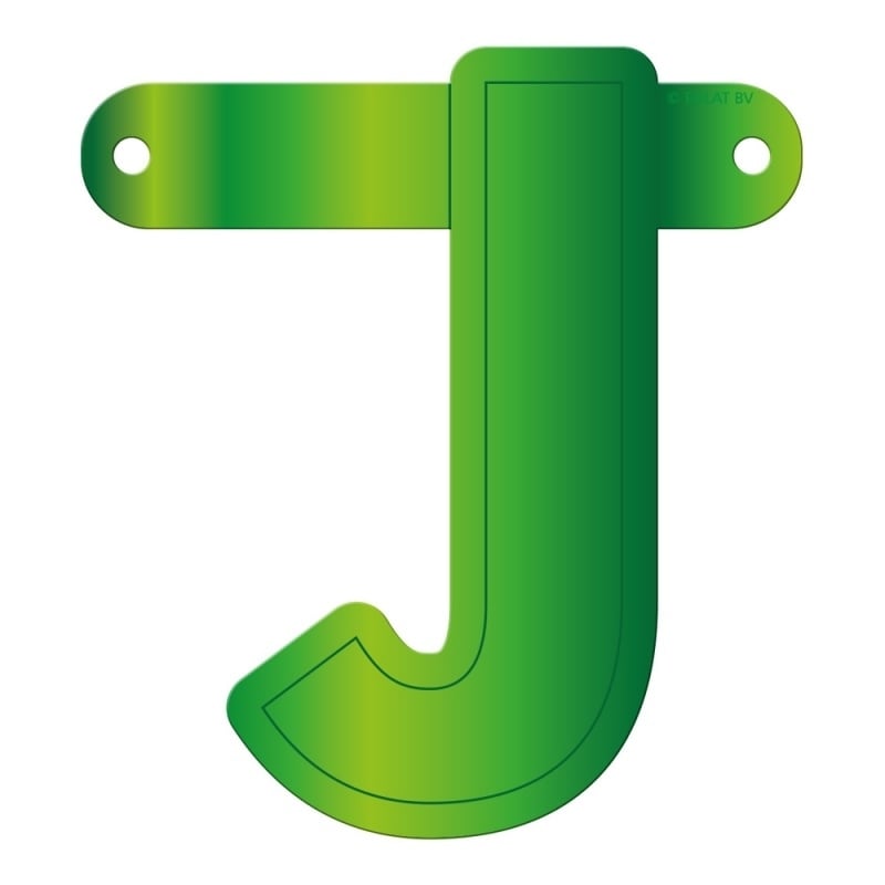 Banner letter J lime groen