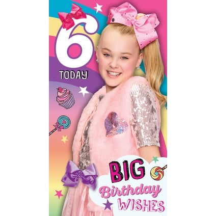 JoJo Siwa verjaardagskaart 6 jaar