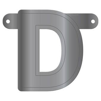 Banner letter D metallic zilver