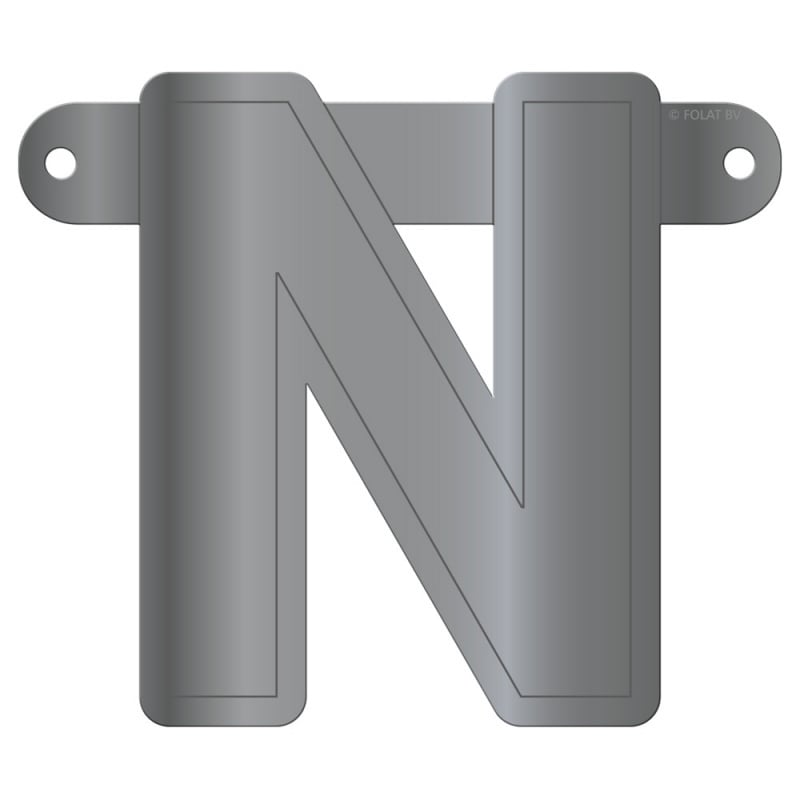 Banner letter N metallic zilver